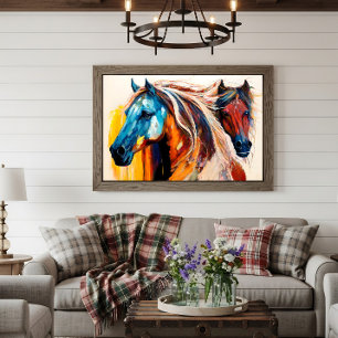 Kleurrijke Paarden Levendig Kunst Poster