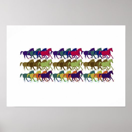 kleurrijke paarden poster (Voorkant)
