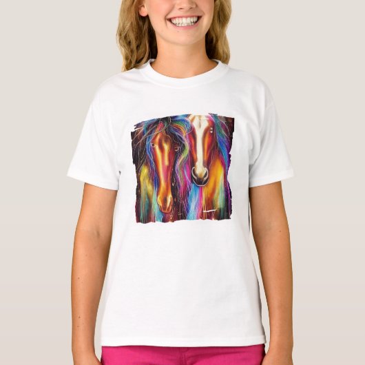 Kleurrijke paarden T-Shirt (Voorkant)