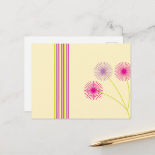Kleurrijke Paardenbloem Bloemen, Strepen, Boho Abs Briefkaart