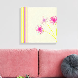 Kleurrijke Paardenbloem Bloemen, Strepen, Boho Abs Canvas Afdruk