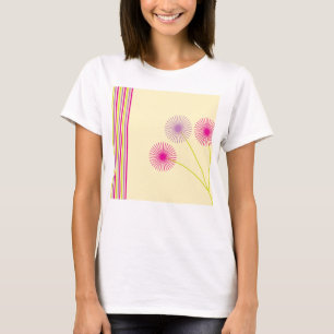 Kleurrijke Paardenbloem Bloemen, Strepen, Boho Abs T-shirt