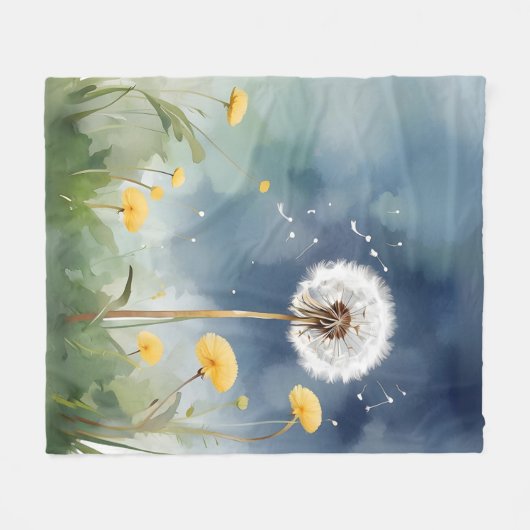 Kleurrijke paardenbloem Waterverf kunst Fleece Deken (Voorkant (Horizontaal))