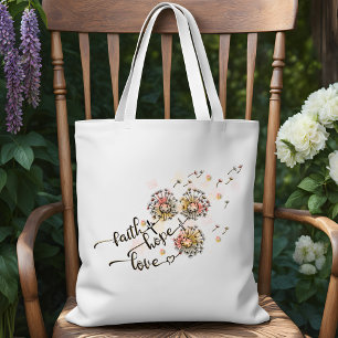 Kleurrijke paardenbloemen Christelijk Faith Hope L Tote Bag