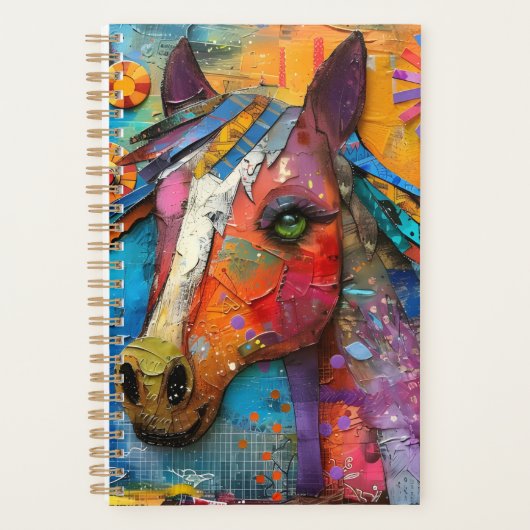 Kleurrijke paardenhoofd 2025 planner (Voorkant)