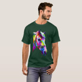Kleurrijke paardenkop in geometrisch patroon pop k t-shirt (Voorkant volledig)