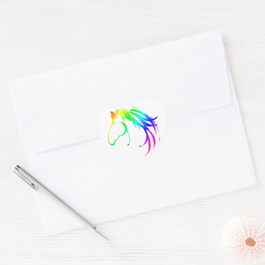 Kleurrijke Paardenkop Logo Hart Sticker (Envelop)