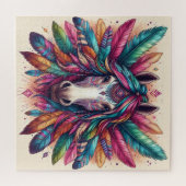 Kleurrijke paardenpuzzel legpuzzel (Horizontaal)