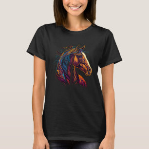 Kleurrijke Paardenschilderkunst Paardminnaar Cowgi T-shirt