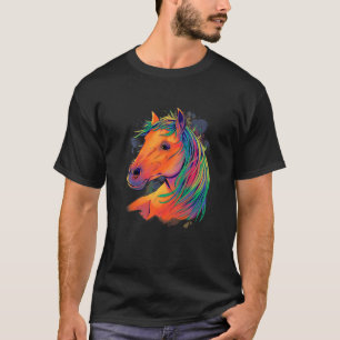 Kleurrijke Paardrijder, Paard Motief, Damesrijden T-shirt