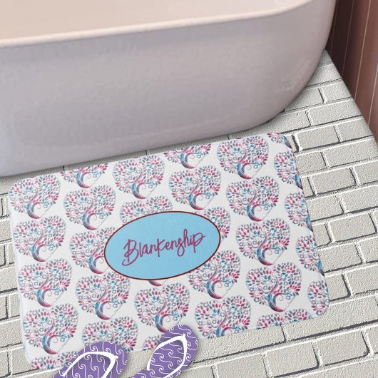 Kleurrijke Paarse & Blauwgroen Boomhart Custom Badmat