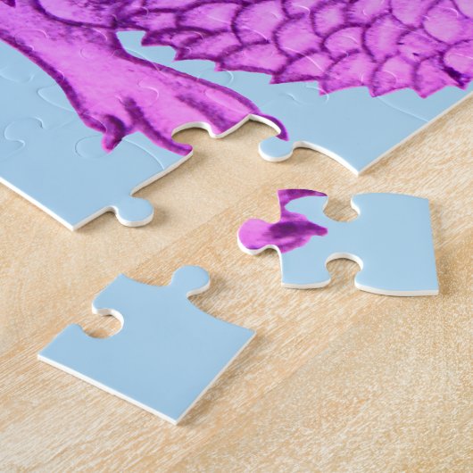 kleurrijke paarse draken mythische wezens schattig legpuzzel (Zijkant)