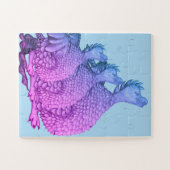 kleurrijke paarse draken mythische wezens schattig legpuzzel (Horizontaal)