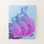 kleurrijke paarse draken mythische wezens schattig legpuzzel (Verticaal)