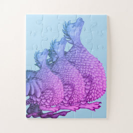 kleurrijke paarse draken mythische wezens schattig legpuzzel