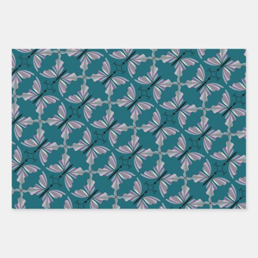 Kleurrijke paarse en blauwe vlinder inpakpapier vel (Voorkant 3)