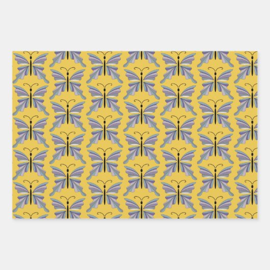 Kleurrijke paarse en blauwe vlinder inpakpapier vel (Voorkant)