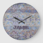 Kleurrijke Paarse en Blue Street Art Graffiti Wall Grote Klok (Voorkant)