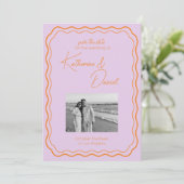 Kleurrijke Paarse en oranje Save The Date Huwelijk Kaart (Staand voorkant)