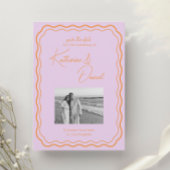 Kleurrijke Paarse en oranje Save The Date Huwelijk Kaart