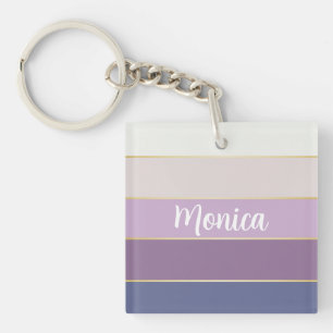 Kleurrijke Paarse Gouden Gepersonaliseerde Kleurst Sleutelhanger