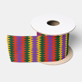 Kleurrijke Paarse Groene Gouden Zigzag Patroon Lin Satijnen Lint