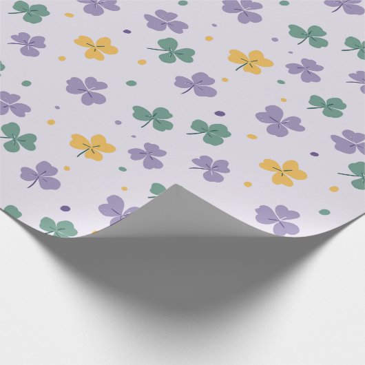 Kleurrijke paarse Klaver bladeren inpakpapier (Hoek)