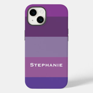 Kleurrijke Paarse Lavendel Abstracte Strepen Naam Case-Mate iPhone 14 Hoesje