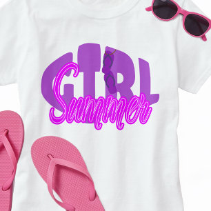 Kleurrijke paarse lettering strand zomer kleding t-shirt