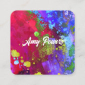kleurrijke paarse magenta moderne verf vierkante visitekaartje (Voorkant)