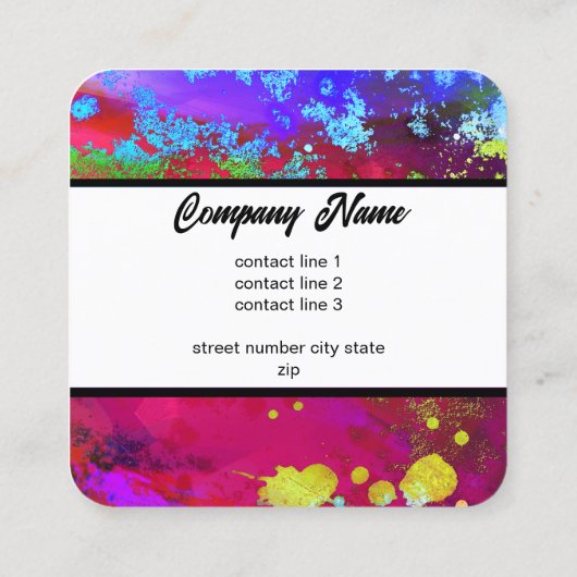 kleurrijke paarse magenta moderne verf vierkante visitekaartje (Achterkant)
