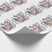 Kleurrijke Paarse magische bloemeneenhoorn Waterve Cadeaupapier (Hoek)