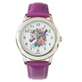 Kleurrijke Paarse magische bloemeneenhoorn Waterve Horloge