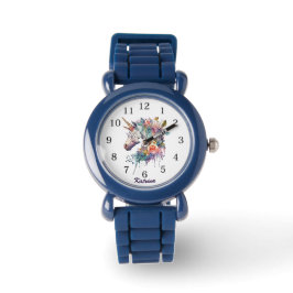Kleurrijke Paarse magische bloemeneenhoorn Waterve Horloge
