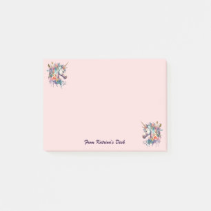 Kleurrijke Paarse magische bloemeneenhoorn Waterve Post-it® Notes
