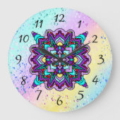  Kleurrijke Paarse Mandala Mystical Grote Klok (Voorkant)