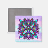  Kleurrijke Paarse Mandala Mystical Magneet (Voorkant / Achterkant)
