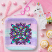  Kleurrijke Paarse Mandala Mystical Papieren Bordje (Feest)