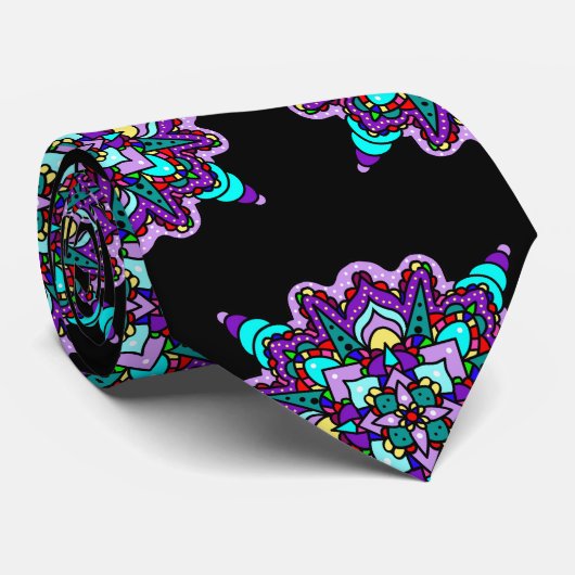  Kleurrijke Paarse Mandala Mystical Stropdas (Opgerold)