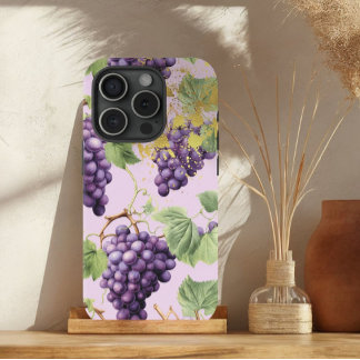 Kleurrijke Paarse, Mauve Grapevine Gold Accent iPhone 15 Case