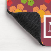 Kleurrijke Paarse Multicolour bloemmotief Monogram Muismat (Hoek)