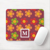 Kleurrijke Paarse Multicolour bloemmotief Monogram Muismat (Met muis)