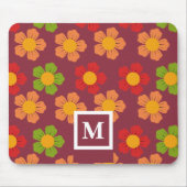 Kleurrijke Paarse Multicolour bloemmotief Monogram Muismat (Voorkant)