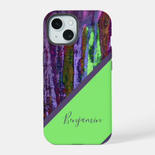 Kleurrijke +paarse Neon Groene Cool Marmer iPhone 15 Case