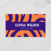 Kleurrijke Paarse & Oranje Abstracte QR Code Visitekaartje (Voorkant)