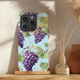 Kleurrijke Paarse, pastelblauwe en gouden druivenw iPhone 15 Case