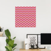 Kleurrijke Paarse peach Sinaasappel White Chevron  Poster (Thuiskantoor)