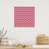 Kleurrijke Paarse peach Sinaasappel White Chevron  Poster (Keuken)