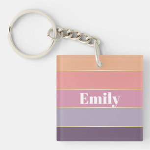 Kleurrijke Paarse Roze Gepersonaliseerde Kleurstre Sleutelhanger