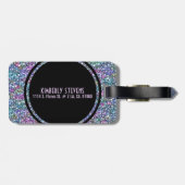 Kleurrijke Paarse tint glitter en schittert Bagagelabel (Achterkant horizontaal)